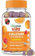 Lifeable Kids Calcium Gummies with Vitamin D3 500 mg Calcium with Vitamin D3 1000 IU Great Tasting Calcium Supplement for Kids for Bone Health and Teeth Growth 60 Gummies