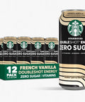 Starbucks Doubleshot Zero Sugar Coffee Energy Drink, French Vanilla, 15 fl oz Cans, (12 Pack), Zero Sugar, B Vitamins, Ginseng, Guarana, Iced Coffee Drink