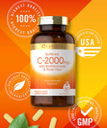 Carlyle Buffered Vitamin C | 2000mg | 250 Caplets | with Bioflavonoids and Rose Hips | Vegetarian, Non-GMO, and Gluten Free Supplement