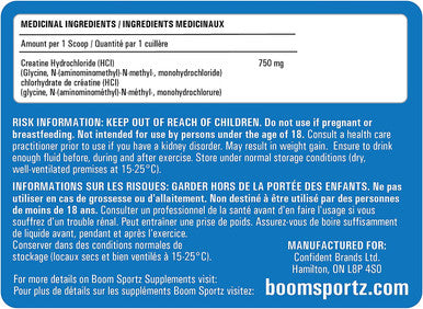 BOOM SPORTZ - Creatine HCl - 100% Pure Pharmaceutical Grade - 350 Gram - 233 Servings