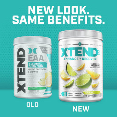 Scivation XTEND EAA + BCAA Powder | Muscle Recovery & Lean Muscle Growth | 9 Essential Amino Acids for Intra Workout or Post Workout Recovery | 10g EAAs Per 2 Servings | Lemon Lime 40 Servings