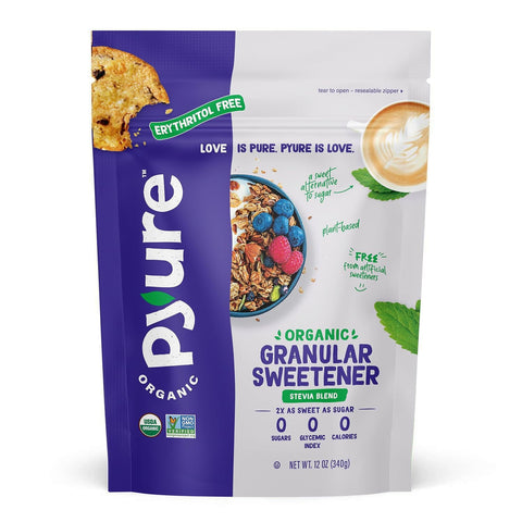 Pyure Organic Stevia Blend Granulated Sugar Substitute with Zero Calories & Carbs Keto Diabetic & Vegan Friendly Sugary Taste Alternative USDA Organic NonGMO Erythritol Good For Baking 1.5lb (24oz)