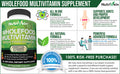 Nutrivein Food Multivitamin - Complete Daily Vitamins for Men and Women from Foods, Real Raw Veggies, s, Vitamin E, A, B Complex - 30 Day Supply (120 Capsules, Four Daily)