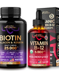 NUTRAHARMONY Organic Vitamin B12 Drops & Biotin, Collagen Capsules