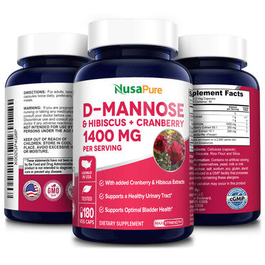D-Mannose Complex 1400 mg ( with Hibiscus and Cranberry) - 180 Veggie Caps.