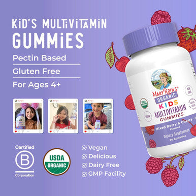 Maryruth Organics Kids Vitamins | USDA Organic | Kids Multivitamin Gummies for Ages 4+ | Vegan | Non-GMO | Only 2 Gummies a Day | 60 Count