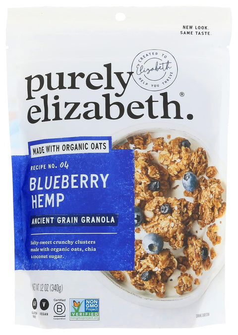 Purely Elizabeth Blueberry Hemp Ancient Grain Granola, Gluten Free, Non GMO, 12 Ounces (Pack Of 6)