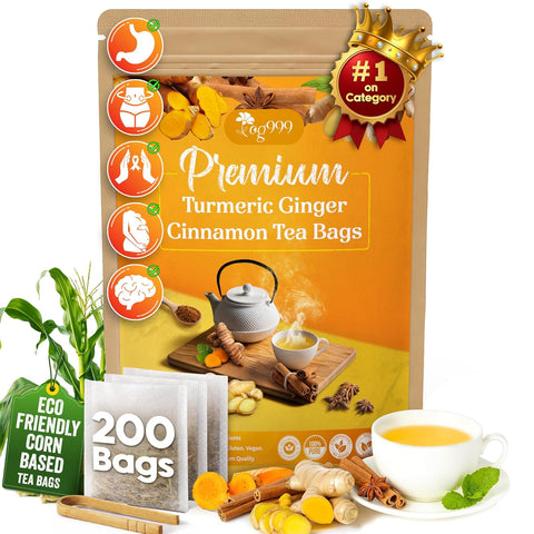 TOG999 Premium Turmeric Ginger Cinnamon Tea, 120 Bags