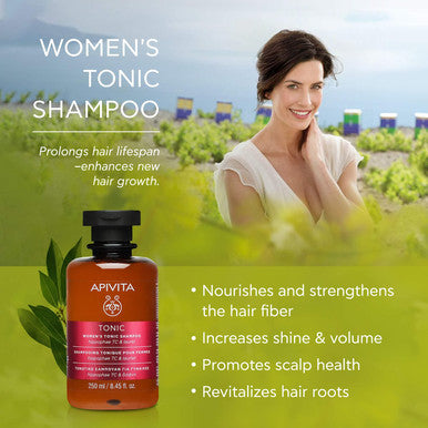 APIVITA Womens Tonic Shampoo 8.45 fl.oz. Hippophae Vitamin A E Natural Womens Shampoo that Promotes Hair Growth and Strengthens Hair to Prevent Hair Loss Shampoo