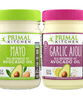 Primal Kitchen Mayo Made With Avocado Oil And Cage-Free Eggs Variety Two Pack Original & Garlic Aioli 12 Ounces Pack Of 2