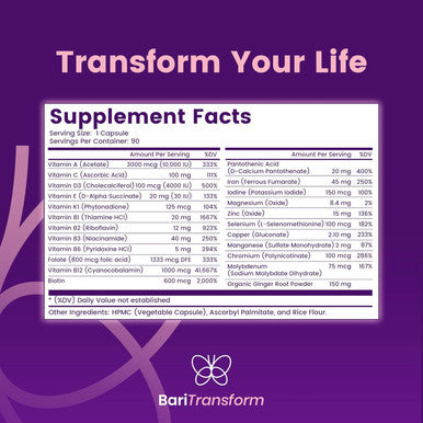 Bariatric Multivitamin With Iron Capsule - 90 Ct - Bariatric Vitamins Multivitamin With Organic Ginger Root For Digestion Support - Once-A-Day Vitamins