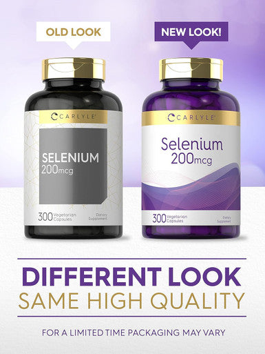 Carlyle Yeast Selenium Supplement | 200mcg | 300 Capsules | Vegetarian Non-GMO and Gluten Mineral Formula | L-Selenomethionine | Value Size