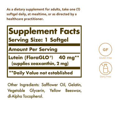 Solgar Lutein 40 Mg 30 Softgels - Supports Eye Health - Helps Filter Out Blue-Light - Contains Floraglo Lutein - Gluten Free Dairy Free - 30 Servings
