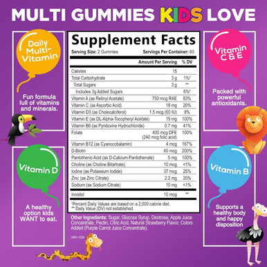 Nature'S Nutrition Kids Multivitamin Gummies - Daily Vitamins for Kids Vitamin C D3 & Zinc for Immune Support Strawberry Flavored Gummies Nature's Toddler & Kid Multi Vitamins Non-GMO Gluten - 120 Gummies