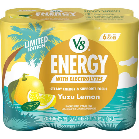 V8 Energy Strawberry Banana Juice Energy Drink, 8 fl oz Can (24 Pack)