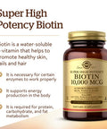 Solgar Biotin 10 000 Mcg 120 Vegetable Capsules - Energy Metabolism Promotes Healthy Skin Nails & Hair - Super High Potency - Non-Gmo Vegan Gluten Dairy Free Kosher - 120 Servings