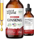 Wild & Organic Korean Panax Ginseng Liquid Extract - Fast-Absorbing Red Ginseng Root Drops For Overall Wellness - Alcohol Free Ginseng Supplement Tincture - Vegan No Additives - 4 Fl Oz