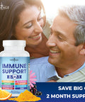 8 in 1 Immune Support Booster Supplement with Elderberry, Vitamin C and Zinc 50mg, Vitamin D 5000 IU, Turmeric Curcumin & Ginger, B6, Echinacea 60 CT