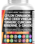 Ceylon Cinnamon 3000mg Turmeric 3000mg Apple Cider Vinegar 3000mg Ginseng 2000mg Berberine 1200mg Plus Bitter Melon Gymnema Milk Thistle Fenugreek Aloe Vera - 60 Caps