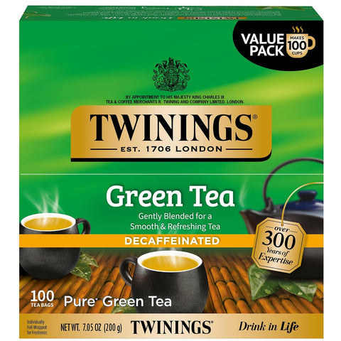 Twinings Lemon & Ginger, Caffeine-Free Herbal Tea Bags, 100 CT Box (1 Pack) | Spicy & Tangy, Ginger, Lemon Peel, Lemongrass, Blackberry Leaves, Soothe Digestion, 100 Foil Lined Individually Wrapped Bags