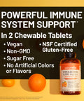 NatureWise Extra Strength Vitamin C Chewable 1000mg for Adults Natural Orange Flavor Immune System and Antioxidant Support NonGMO Vegan and Sugar Free 90 Chewable Tablets[45Day Supply]