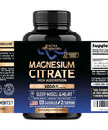 Nutraharmony Magnesium Citrate Capsules 1000Mg High Absorption Supplement - Sleep Muscle & Heart Support - Vegan Non-Gmo - Made In Usa - As Powder Pills Tablets - 120 Capsules 2 Month Supply