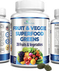 YUMMYVITE Fruit And Veggie Superfood Greens - 120 Tablets - 28 Fruits And Vegetables Incl. Alfalfa, Barley Grass, Spirulina, Beet Root, Tart Cherry, Non-Gmo - 120 Tablets