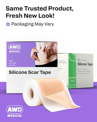 Awd Silicone Scar Sheets For Surgical Scars - Medical Grade Silicone Scar Tape For C Section, Tummy Tuck Tape, Keloid Treatment - Silicone Skin Patches After Surgery Must Haves (1.6" X 120" Roll)