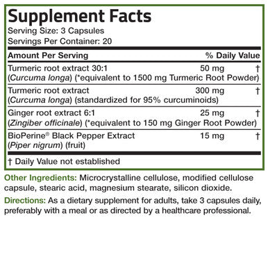 Bronson Turmeric + Ginger Extra Strength Joint Health & Digestion Support With Bioperine, Non-Gmo, 60 Vegetarian Capsules