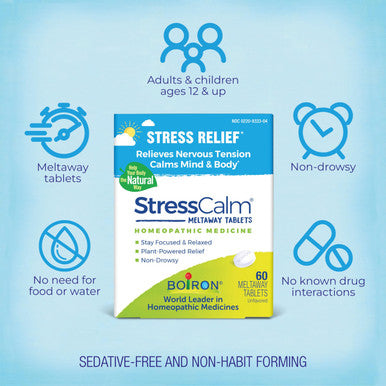 Boiron Stress Calm for Relief of Stress Anxiousness Nervousness Irritability and Fatigue 60 Count