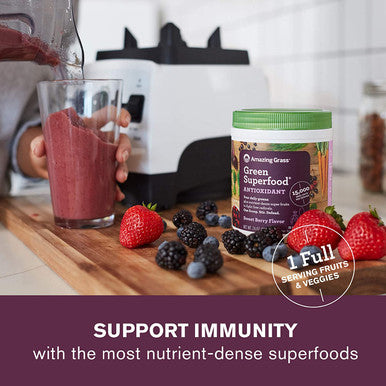 Amazing Grass Green Superfood Antioxidant: Organic Plant Based Antioxidant and Wheat Grass Powder for Full Body Recovery,60 Servings & Green Superfood: Super Greens Powder with Spirulina, 60 Servings