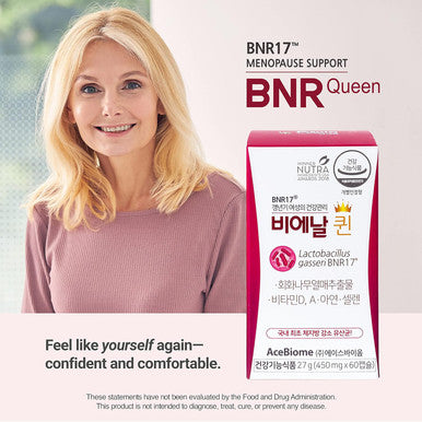Acebiome Bnr Queen Menopausal Support Probiotic for Women 10 Billion CFU d Lactobacillus gasseri BNR17 60Capsules