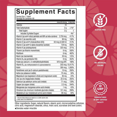Celebrate Vitamins Multi Adek Chewables, Iron - Daily Bariatric Multivitamin, High Level Of Vitamins A, D, E, K & B12 For Duodenal Switch Surgery Patients - Berry Sorbert (60 Tablets)