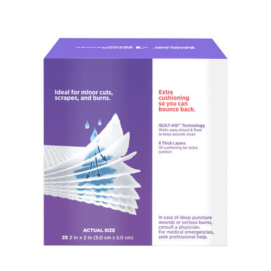 Band-Aid Brand Cushion Care Sterile Gauze Pads For Protection Of Minor Cut, Scrapes & Burns, Absorbent & Non-Adhesive First Aid Wound Care Dressing Pads, Small Size, 2 In X 2 In, 25 Ct
