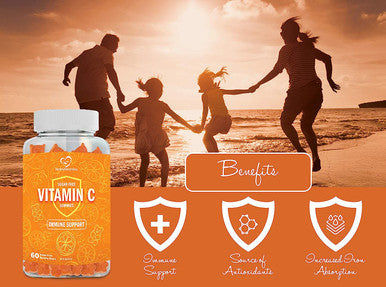 Sugar Free Vitamin C Gummies - 80mg Vitamin C per Gummy Bear - Vegan, Kosher, Halal - Health Canada Licensed - 2 months supply - by immuneamins