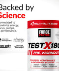 Force Factor Test X180 Pre-Workout Powder & Energy Supplement Boost Focus & Endurance Build Muscle & Strength Nitric Oxide Supplement with Ashwagandaha & L-Citrulline Fruit Punch 30 Servings