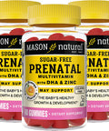 Mason Natural Sugar Free Prenatal Multivitamin with DHA & Zinc - Supports Baby's Growth and Development, for Pregnant and Lactating Women, Kosher, Banana Orange Flavor, 60 Gummies (Pack of 3)