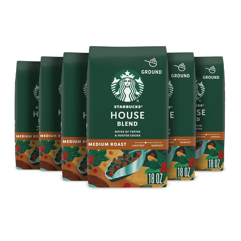 Starbucks Ground Coffee, Medium Roast Coffee, House Blend, 100% Arabica, 1 bag (18 oz)