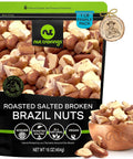NUT CRAVINGS - Brazil Nuts Roasted & Salted - No Shell, Whole (16oz - 1 LB) Packed Fresh in Resealable Bag - Healthy Protein Food Snack, Food Assortments