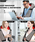Blue Elf Shiatsu Electric Neck Back Massager Pillow 3D Kneading With Heat For Shoulder, Lower Back, Foot, Leg Muscles Pain Relief Relax In Car Office And Home (Gray)