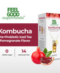 Feel Good Superfoods Feelgood Superfoods Kombucha Iced Tea Packets Delicious Pomegranate Flavored Refreshing Instant Kombucha Powder Fizzy Drink Probiotic Supplement For Gut Health 14 Pack