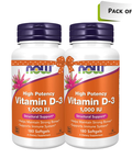 NOW Foods Vitamin D-3 1000 IU, 180 Softgels (Pack 2)