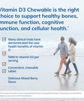 EuroMedica Vitamin D3, Mixed Berry - 90 Chewable Tablets - 5000 IU Vitamin D3 - Supports Overall Health, Strong Bones & Teeth, and Immune System Function - 90 Servings