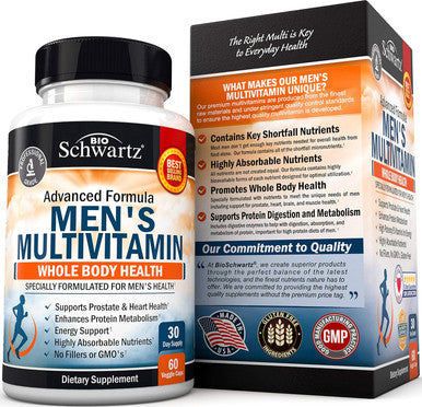 Men'S Multivitamin With Vitamin C A B D3 E Zinc For Immune Support - Once Daily Supplement For Energy & Heart - Antioxidants & Digestive Enzymes For Absorption - Mental Clarity & Focus Support -60 Ct
