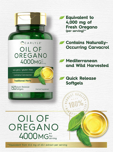 Carlyle Oregano Oil | Max Potency | 150 Softgel Capsules | Non-GMO and Gluten Free Formula | Contains Carvacrol | Traditional Herb Extract Supplement