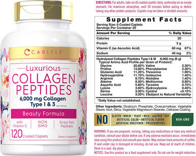 Carlyle Biotin 10000mcg | Collagen Peptides 6000mg | Beauty Supplement Double Pack Bundle