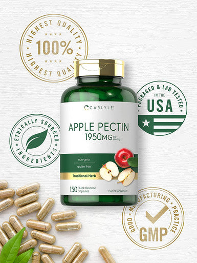 Carlyle Apple Pectin | 1950Mg | 150 Capsules | Non-Gmo & Gluten Free Herbal Supplement