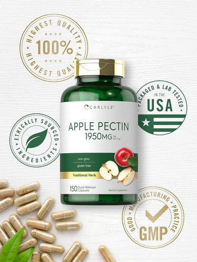 Carlyle Apple Pectin | 1950mg | 150 Capsules | Non-GMO & Gluten Herbal Supplement