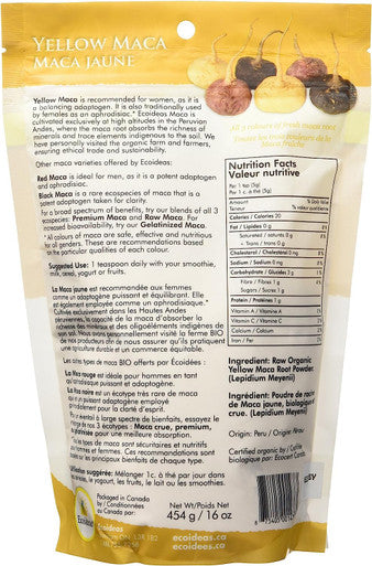 Ecoideas Organic Yellow Maca, 454g