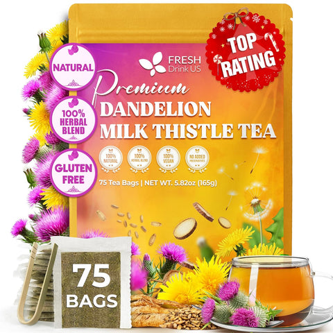 FreshDrinkUS, Premium 75 Mulberry Leaf Tea Bags, 100% Natural & Pure from Mulberry Leaves. Loose Leaf Herbal Tea. Made with Natural Material Tea Bags. No Sugar, No Caffeine, No Gluten, Vegan.